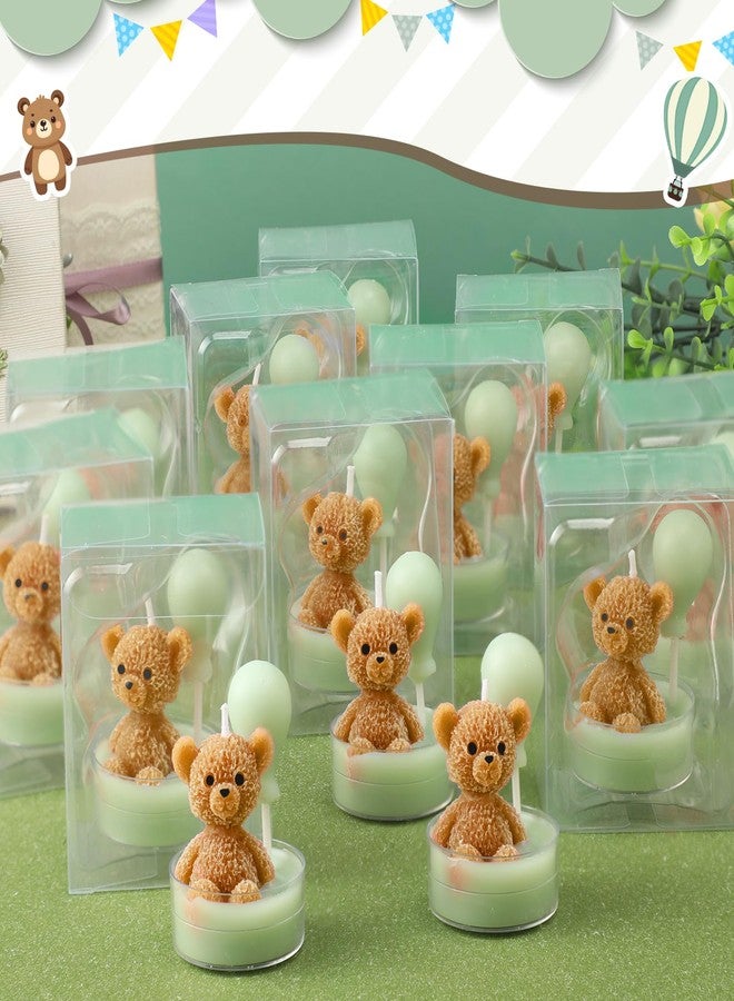 MTLEE 20 Set Bear Baby Shower Candles Favors for Guests, Soy Wax Bear with Balloon Shaped Candles Bulk for Boys Girls Gender Reveal Baby Shower Party Return Gifts(Sage Green) - Image 4