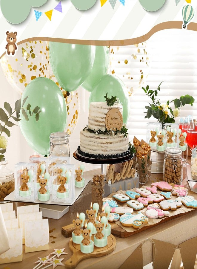 MTLEE 20 Set Bear Baby Shower Candles Favors for Guests, Soy Wax Bear with Balloon Shaped Candles Bulk for Boys Girls Gender Reveal Baby Shower Party Return Gifts(Sage Green) - Image 5