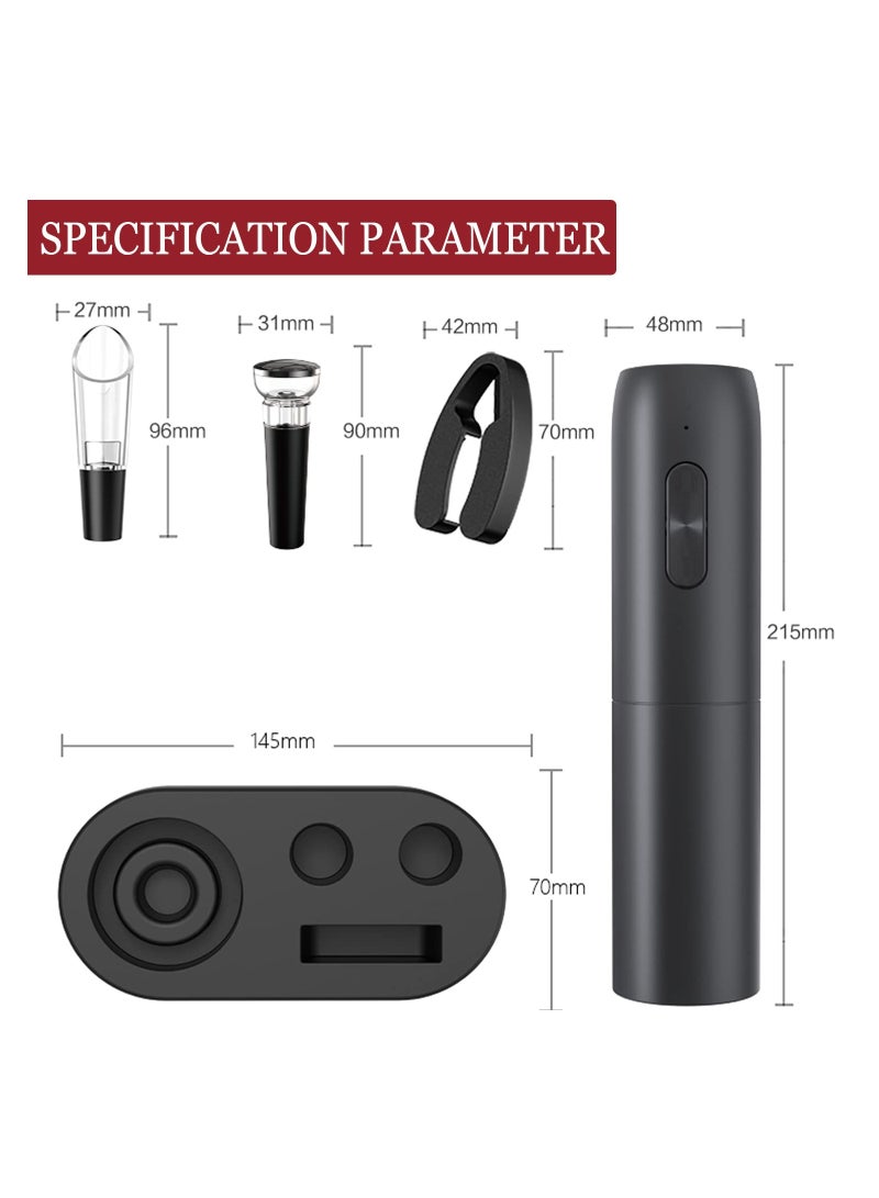 Barakah 6-in-1 Wine Opener Gift Box, Electric Wine Bottle Opener Set Rechargeable Automatic Bottle Opener Wine Opener with Tin Foil Cutter Automatic Bottle Opener Wine Opener with Stopper for Wine Lovers Gift - Image 3