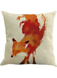 NIBEMINENT Fox Printed Cushion Cover White/Red/Orange 45x45cm 