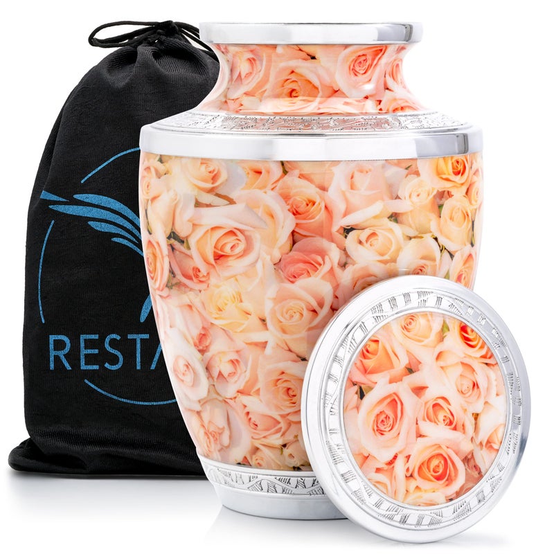 RESTAALL Pink Rose Ashes urn Cremation urns for Human Ashes Adult Female mom Decorative urns for Adult Female