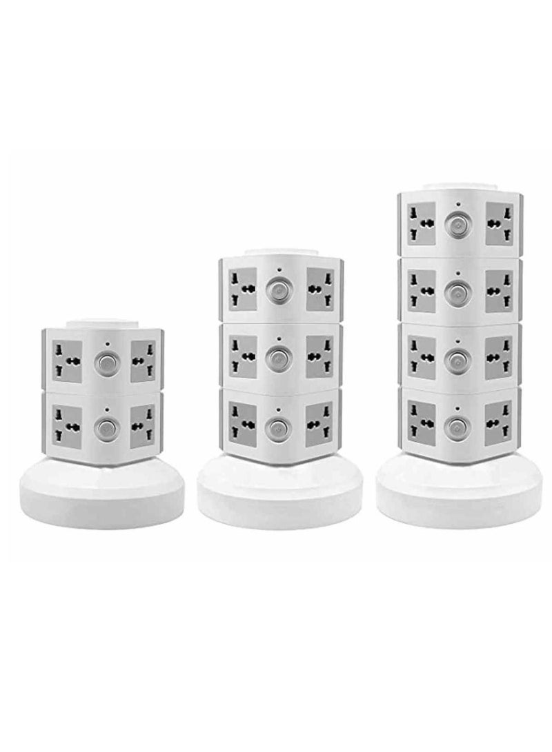 مقبس عمودي متعدد مقبس كهربائي 220 فولت تمديد برج كهربائي مع منافذ USB سلك 3 متر وقابس طاقة بريطاني محطة شحن متعددة (4 طبقات - رمادي أبيض) - Image 4