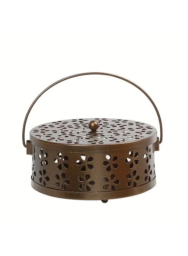 Pink Vintage Metal Mosquito Coil Holder With Handle Portable Iron Incense For Home Outdoor - Image 3