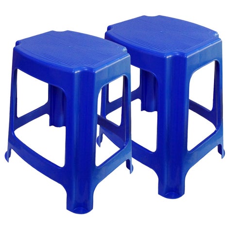 nilkamal plastic standard stool, set of 2 - bright blue
