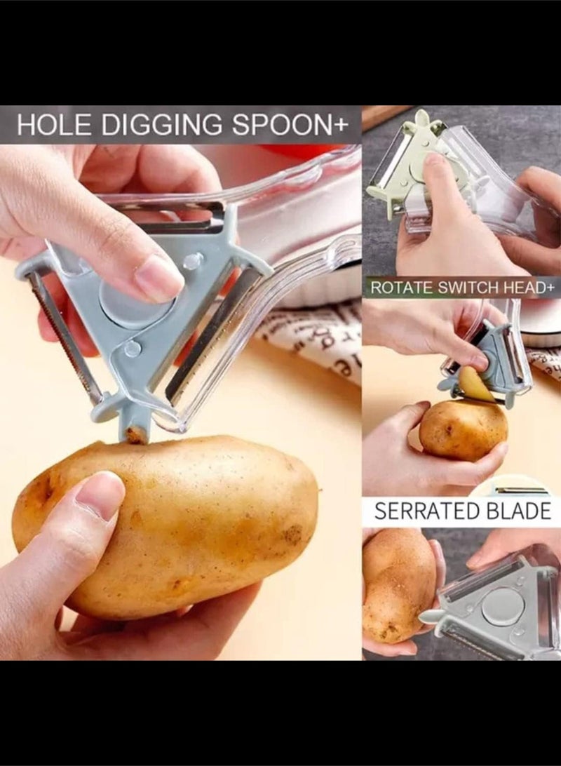 AVACraft 3 In 1 Multipurpose Stainless Steel Blade Vegetable and Fruit Peeler, Vegetable Julienne, Potato Peeler, Grater Slicer With  Rotary Detachable Sharp Blades - Image 4