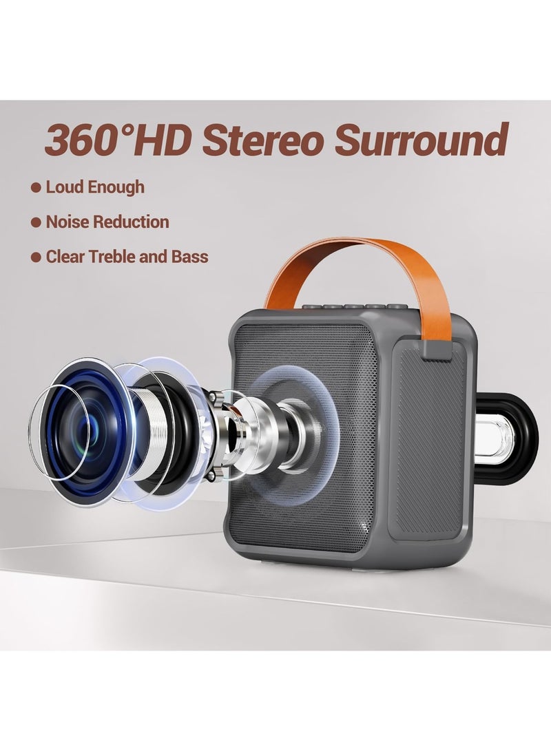 Karaoke Machine, Portable Bluetooth Karaoke Speaker with 2 Wireless Microphones and Colorful Lights for Party Home Gathering (Black) - Image 2