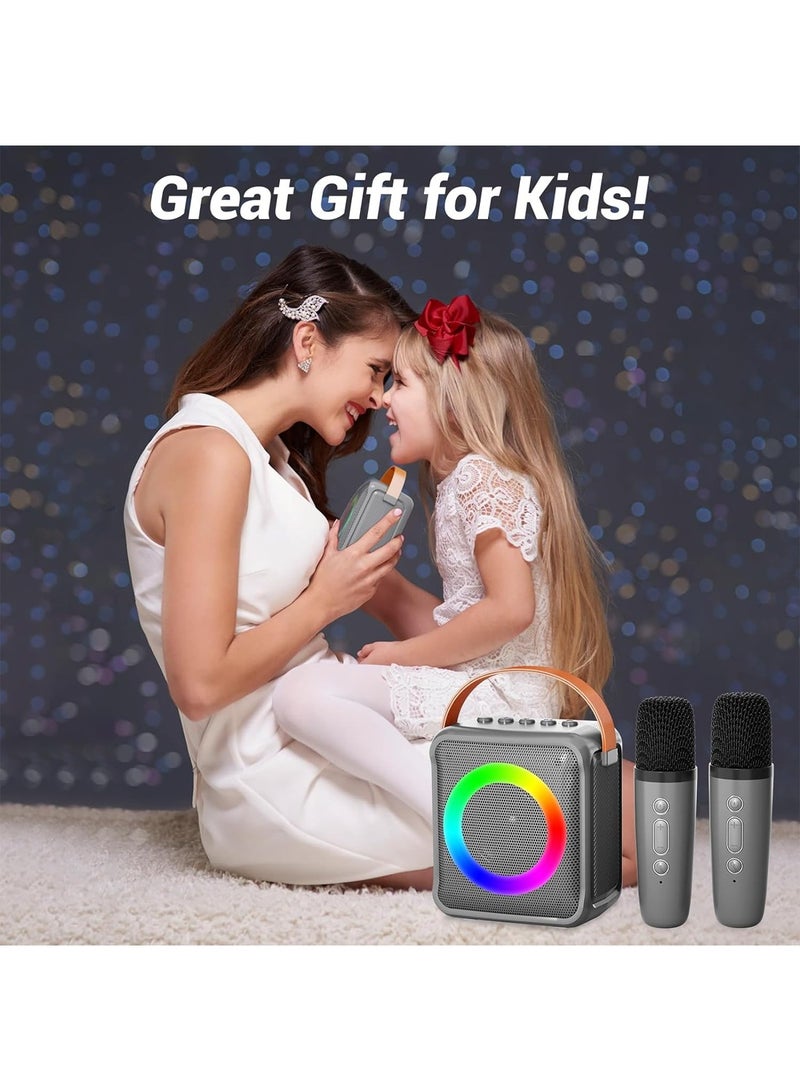 Karaoke Machine, Portable Bluetooth Karaoke Speaker with 2 Wireless Microphones and Colorful Lights for Party Home Gathering (Black) - Image 3