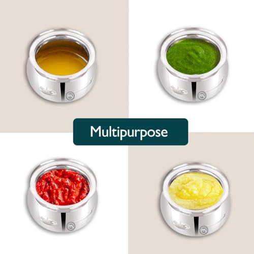 Mishaa Stainless Steel 350ml Ghee Container with Lid & Spoon Set of 2, Perfect Oil Pot for daily Kitchen even Spiritual use, Durable Small Pot for storing & Serving Ghee, Sugar,Pickle, Oil,Curd & more - Image 5