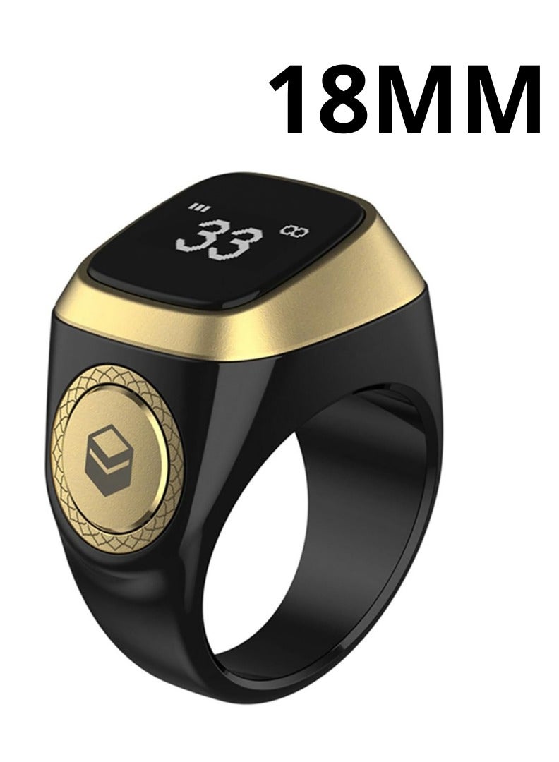 18mm Smart Zikr Ring with Vibration Reminder, Tasbeeh Counter, Bluetooth Connection to Exclusive IQIBLA App and 5 Daily Prayer Reminders - Image 1