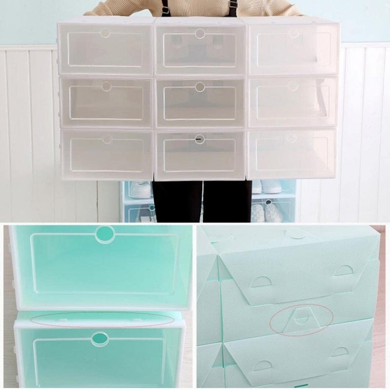 BLAPOXE Shoe Box Plastic Storage Box Drawer Divider Storage Box Stackable Foldable Shoe Organizer For Home Entryway Closet Office More Pack Of 8 Multicolor - Image 2