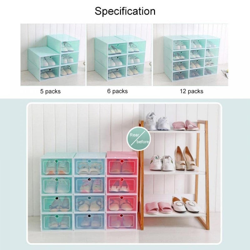 BLAPOXE Shoe Box Plastic Storage Box Drawer Divider Storage Box Stackable Foldable Shoe Organizer For Home Entryway Closet Office More Pack Of 8 Multicolor - Image 5