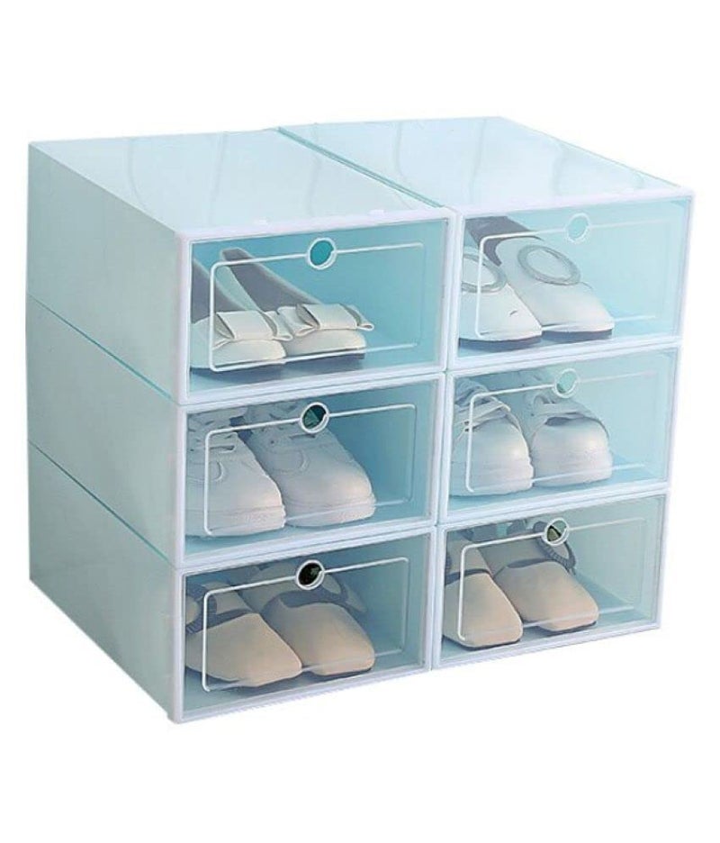 BLAPOXE Shoe Box Plastic Storage Box Drawer Divider Storage Box Stackable Foldable Shoe Organizer For Home Entryway Closet Office More Pack Of 8 Multicolor - Image 1