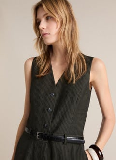MANGO Pinstripe Belt Jumpsuit  - Image 3