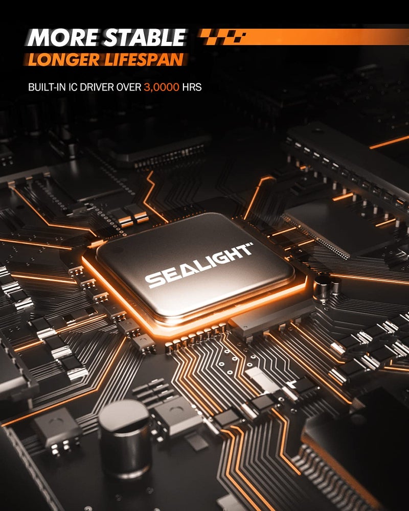 SEALIGHT مصباح ضباب LED SEALIGHT H11 H16، حجم مصغر حقيقي 1:1، 6500K أبيض بارد 6000LM مصابيح ضباب H8/H16 LED للسيارات والشاحنات وSUV، سطوع 400% مع اختراق قوي، تركيب سهل خلال 3 دقائق، عبوة من 2 - Image 5