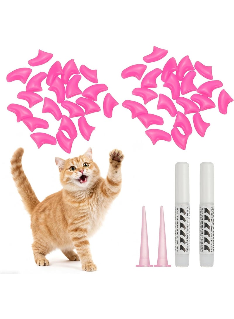 20 Pcs Cat Nail Caps, Colorful Pet Cat And Dog Soft Claws Nail Covers For Cat Claws With Glue And Applicators (Color May Vary) (Medium) - Image 1