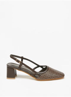 Women's Printed Block Heel Sandals With Buckle Closure