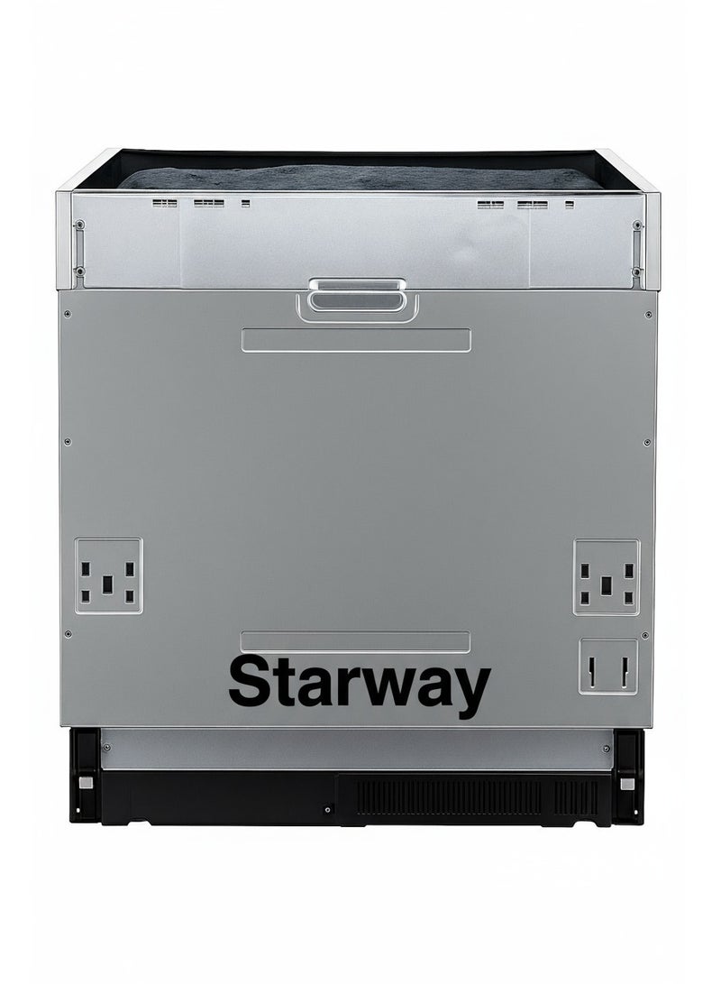 ستارواي غسالة أطباق ستارواي مدمجة، ١٢ مكانًا، شاشة LED، ٦ برامج، فتح تلقائي، نصف حمولة، فضية اللون. موفرة للطاقة. - Image 1