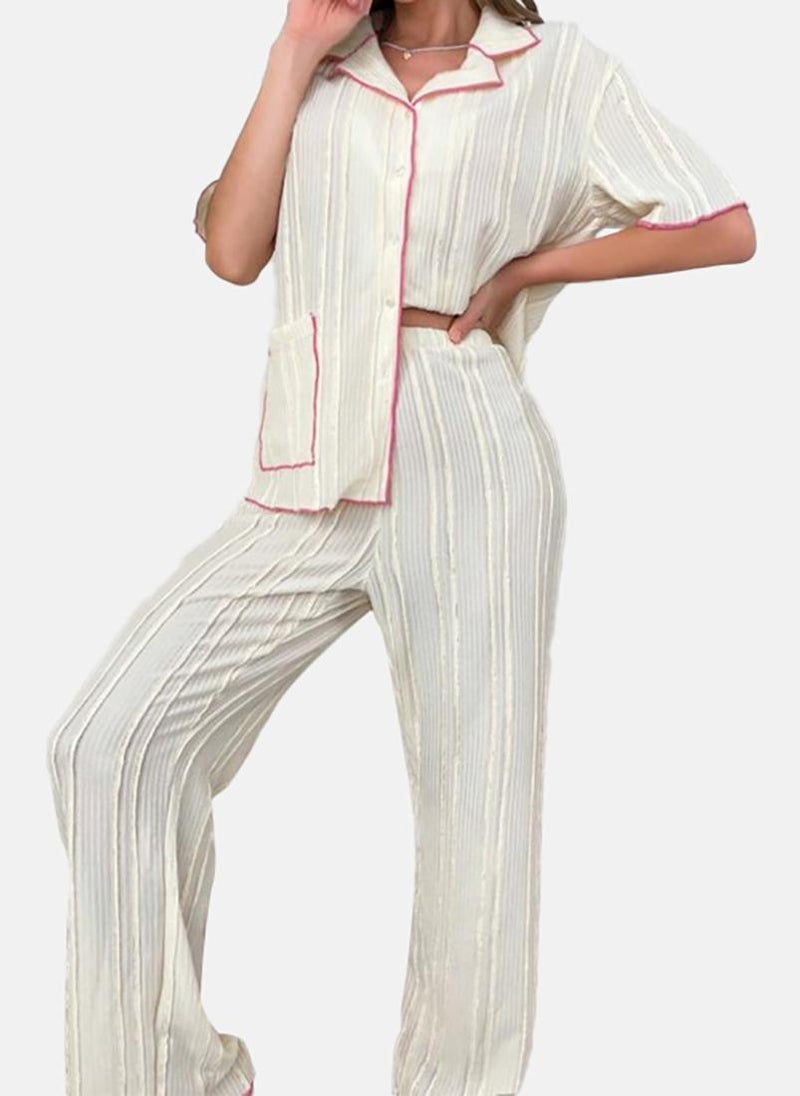 يونيكي White Solid Pyjamas & Shirt - Image 1