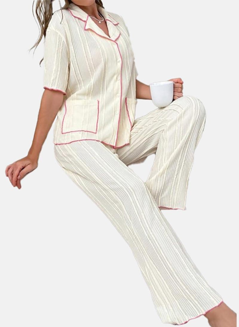 يونيكي White Solid Pyjamas & Shirt - Image 5