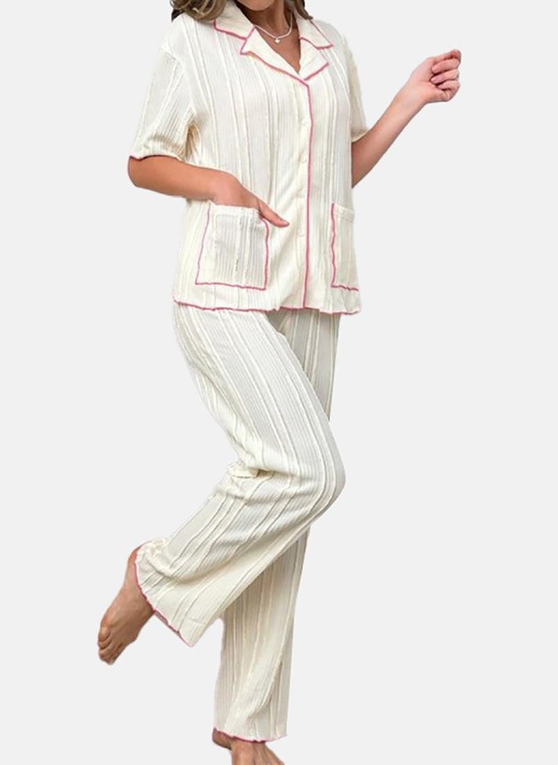 يونيكي White Solid Pyjamas & Shirt - Image 4