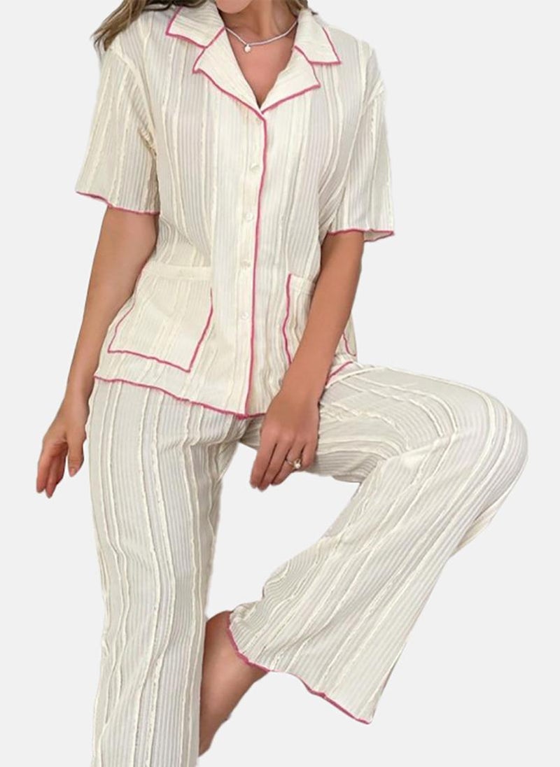 يونيكي White Solid Pyjamas & Shirt - Image 3