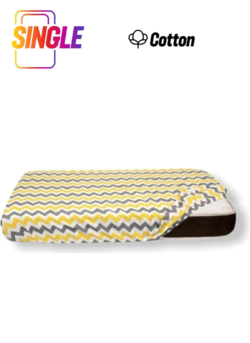 Bebek Özel Baby Special Cotton Baby and Kids Elastic Bed Sheet Yellow Zigzag 40X80