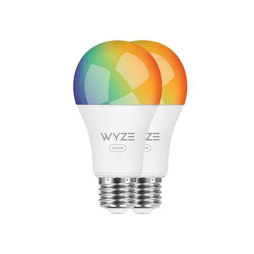 Wyze Bulb Color, 1100 Lumen WiFi RGB and Tunable White A19 Smart Bulb, Works with Alexa and Google Assistant, Two-Pack - Image 1