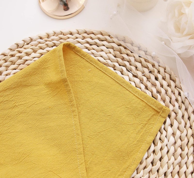 JINVASE Dinner Cloth Napkins Bulk100 Soft Cotton Linen NapkinsWashable Fall Napkins with Hemmed Edges for Wedding Decorations Christmas1616 Set of 12 Mustard Yellow - Image 3