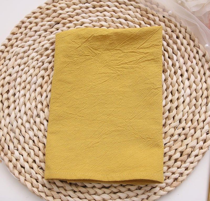 JINVASE Dinner Cloth Napkins Bulk100 Soft Cotton Linen NapkinsWashable Fall Napkins with Hemmed Edges for Wedding Decorations Christmas1616 Set of 12 Mustard Yellow - Image 4
