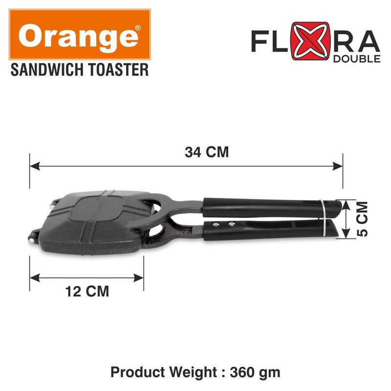 Orange صانعة السندويش غير لاصقة بمقبض قوي بارد | مع ملقط نايلون مجاني و فرشاة تنظيف | شكل زهرة | صانعة سندويش غير كهربائية | متوافقة مع موقد الغاز | أسود - Image 5