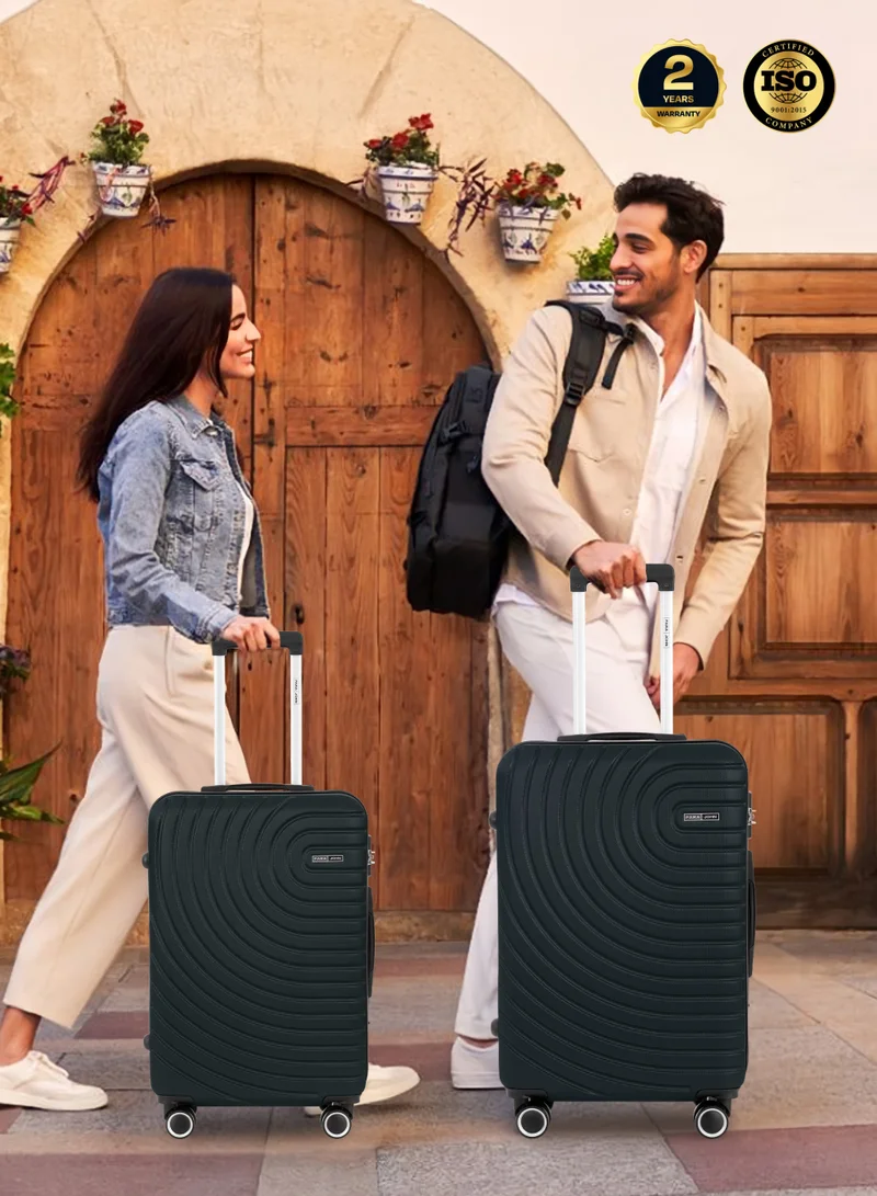 Parajohn Army Green ABS Material 3-Piece Hardsided Luggage Set | 4-Wheel Spinner Trolley | Small (10kg), Medium (20kg), Large (30kg) Army Green  | Best Price UAE