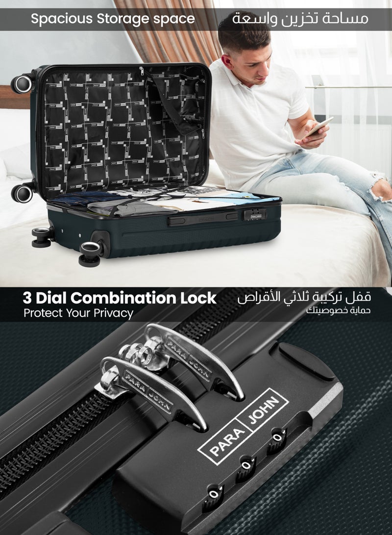 PARAJOHN ABS Material 3-Piece Hardsided Luggage Set | 4-Wheel Spinner Trolley | Small (10kg), Medium (20kg), Large (30kg) Army Green - Image 4