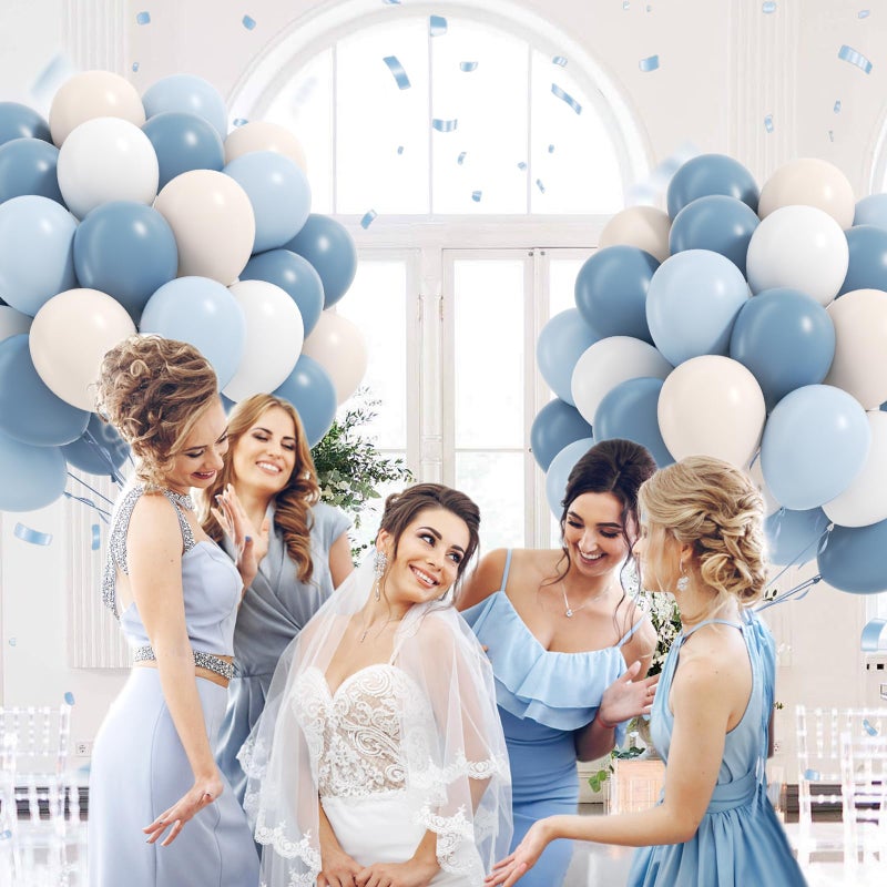 Leraqertra 60pcs Dusty Blue Balloons 12inch with Sand White Pastel Blue and White Balloons for Wedding Gender Reveal Baby Bridal Shower Birthday Party Decorations - Image 5