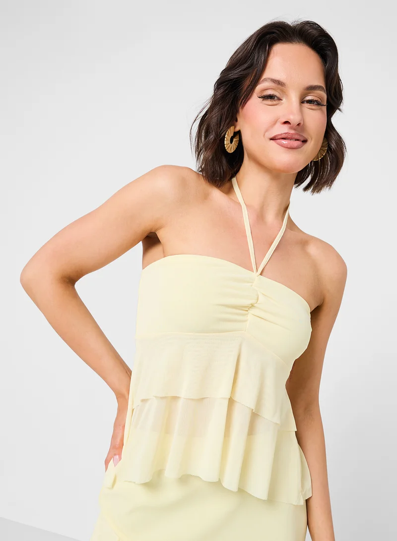 Ginger Frill Detail Bandeau Top & Skirt Coord Set