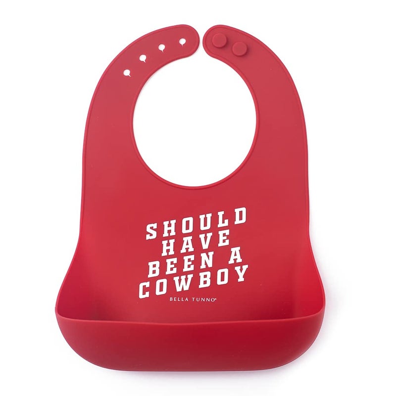 Bella Tunno Baby Bib for Eating by Bella Tunno Waterproof Silicone Bib with Large Food Catcher Adjustable Fit for Babies 412 months Toddlers 13 Years Boys Girls Should Have Been A Cowboy - Image 3