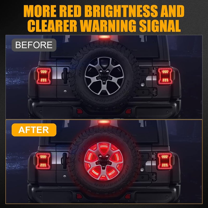 CAFOPAR 3-Side Spare Tire Brake Light for Jeep Wrangler 2018-2025 JL, LED Rear Ring Light - Image 5