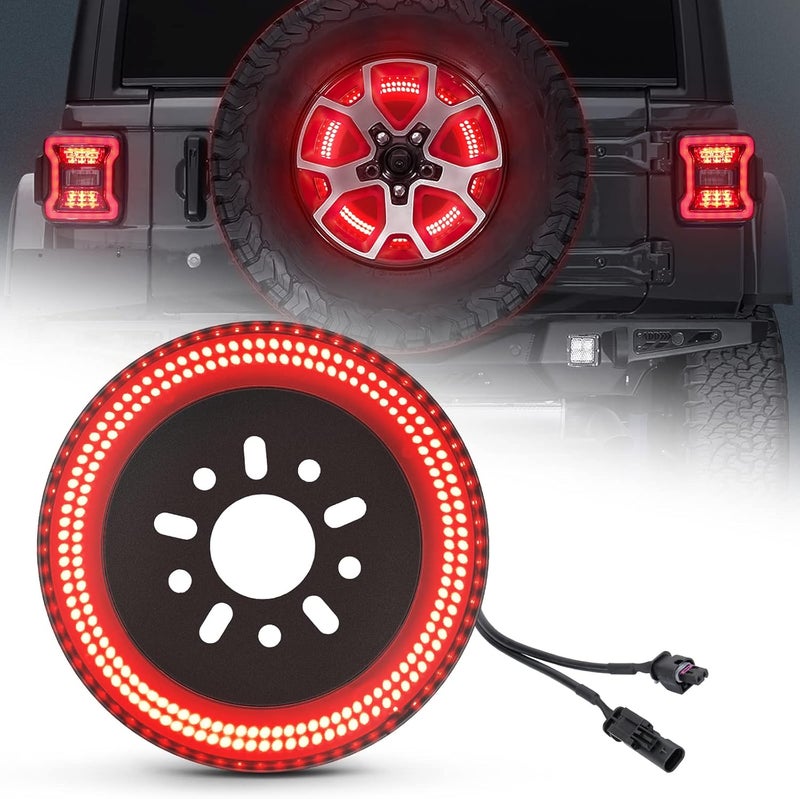 CAFOPAR 3-Side Spare Tire Brake Light for Jeep Wrangler 2018-2025 JL, LED Rear Ring Light - Image 1