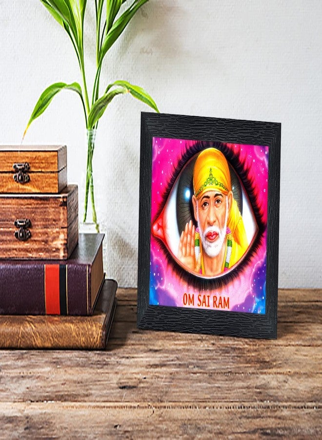 pnf Poster And Frames Sai Baba Wooden Photo Frame With Acrylic Sheet | For Living, Pooja Room | Home Decoration Item | Best Gifting Option (8x6inch) 223901 - Image 2