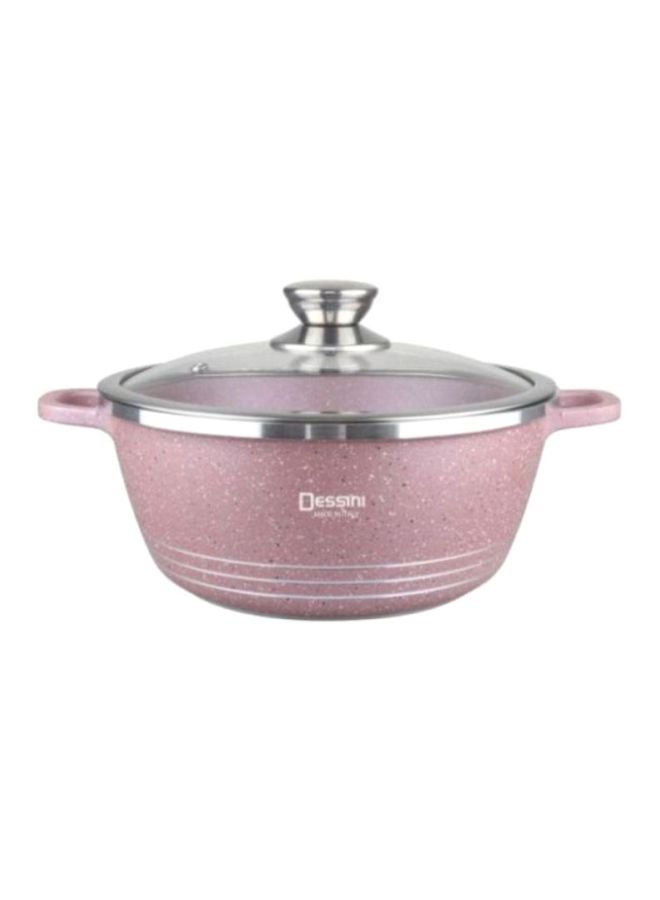 Granite Casserole Pot Pink 28cm