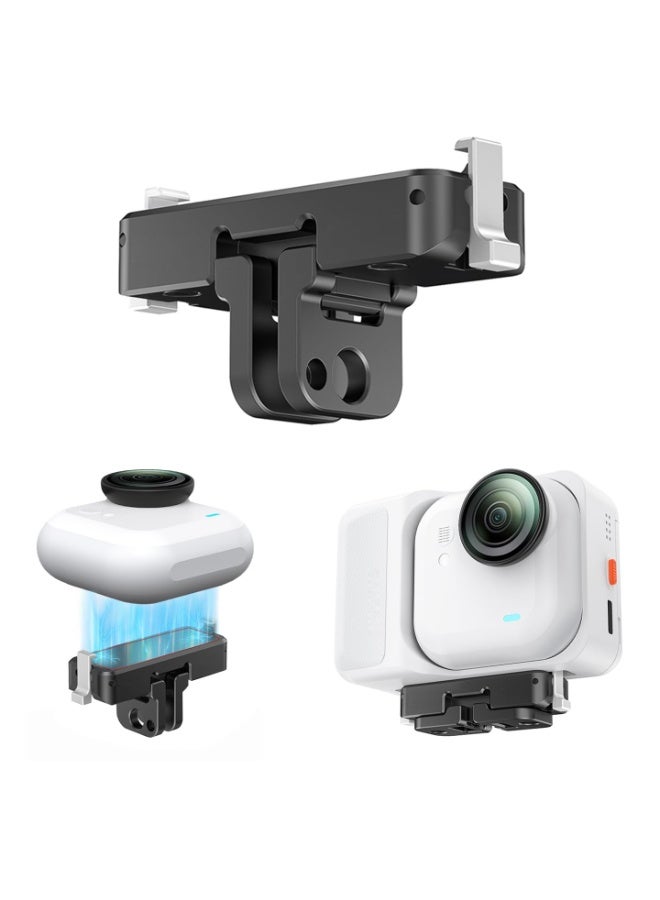 1pcs المغناطيسي سريع الإفراج جبل لـ Insta360 GO Ultra ، كاميرا توسيع جبل محول سبيكة الألومنيوم القاعدة القابلة للطي 2-برونج و 1/4 قوس حامل واجهة الخيط لـ Insta360 GO Ultra - Image 1