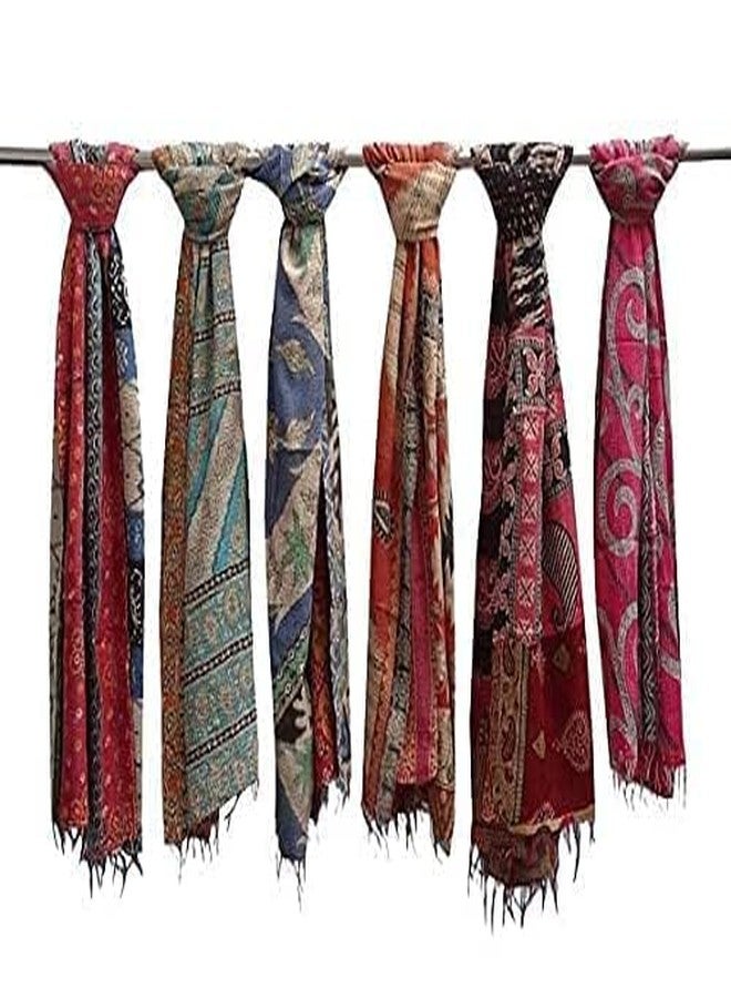Royal Craft 5 Piece Vintage Kantha Embroidery Scarfs Handmade Reversible Cotton Scarves - Image 2