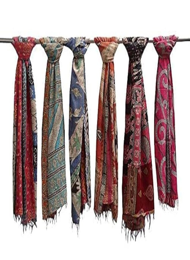 Royal Craft 5 Piece Vintage Kantha Embroidery Scarfs Handmade Reversible Cotton Scarves - Image 1