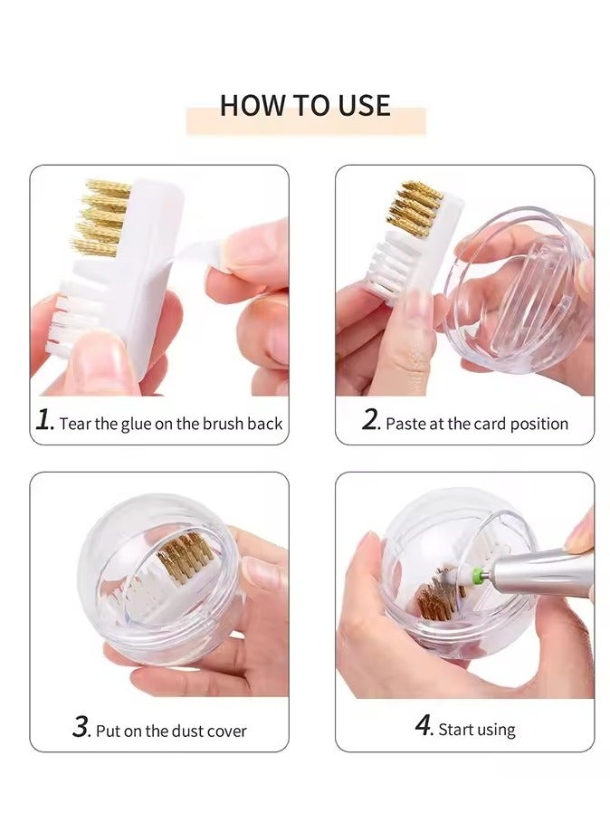 Goolsky Electric Nail Drill Bits Cleaning Brush with Dustproof Box Portable Manicure Cutter Cleanser Copper Wire Brush Clean Tools - Image 2