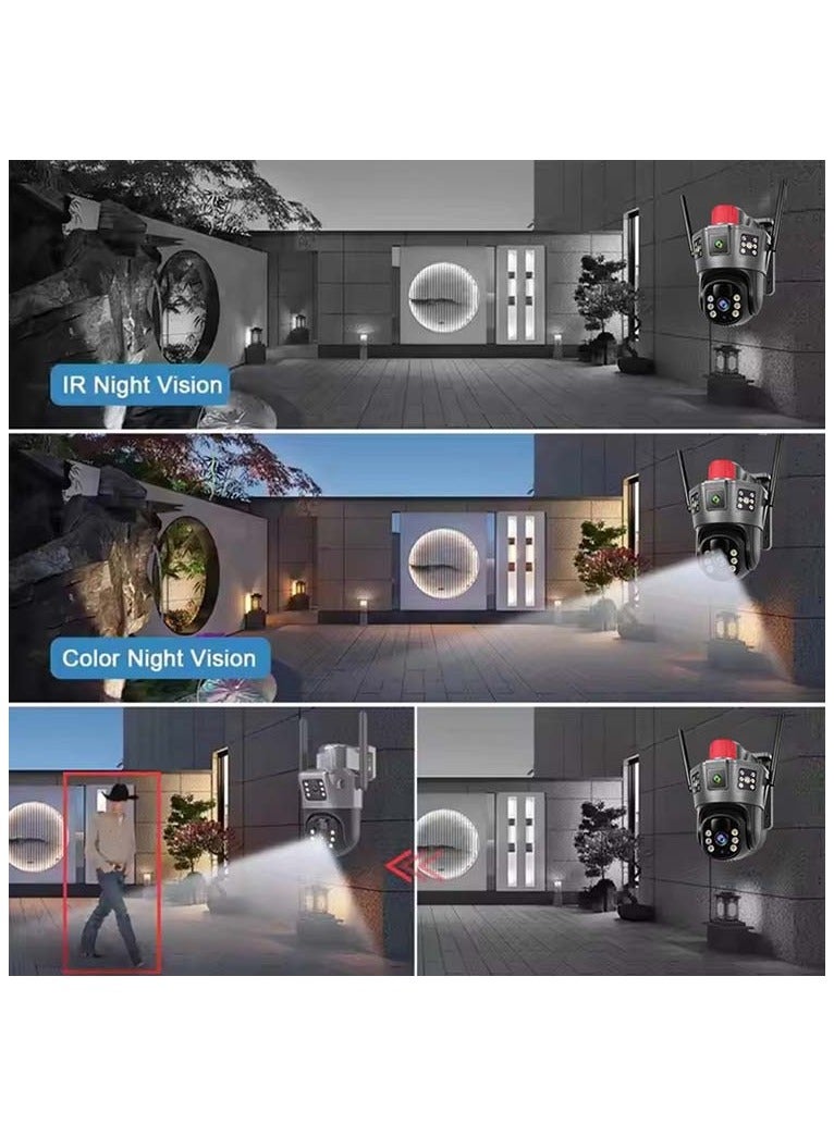 ASIV 4MP WiFi PTZ Camera with Outdoor Triple Lens and 64G Memory Card for Home Security, Featuring Automatic Tracking, Intelligent Artificial Intelligence Alarm, and Color Night Vision - Image 2