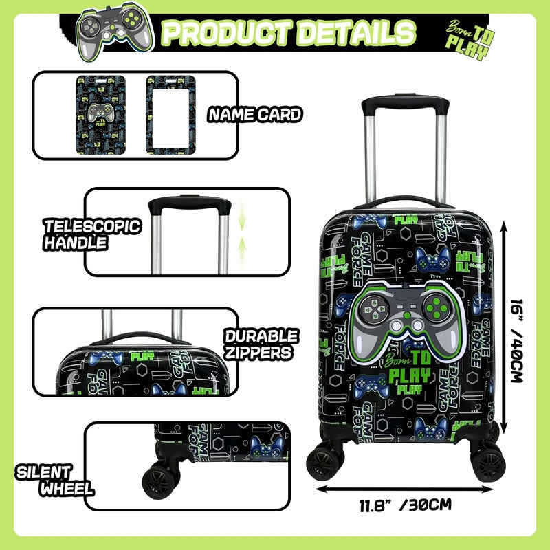 Inprof Kidâ€™s Luggage Set 5 Piece Suitcase Set 16â€™â€™ Hardside Luggage with Spinner Wheels Girls Boys Carry on Luggage Travel Rolling Luggage Airline Approved - Image 2