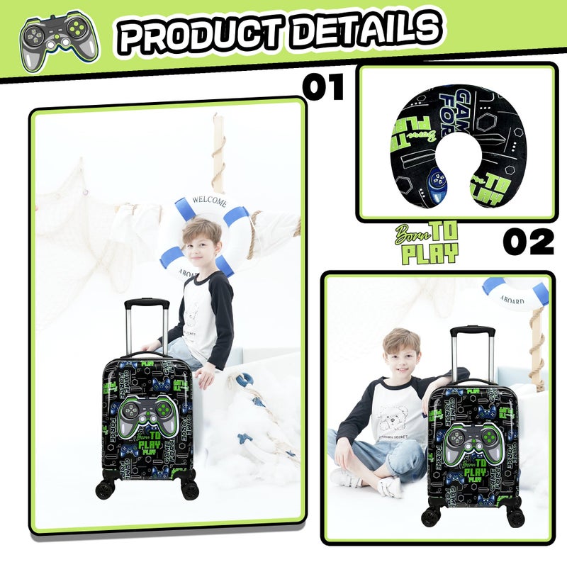 Inprof Kidâ€™s Luggage Set 5 Piece Suitcase Set 16â€™â€™ Hardside Luggage with Spinner Wheels Girls Boys Carry on Luggage Travel Rolling Luggage Airline Approved - Image 4