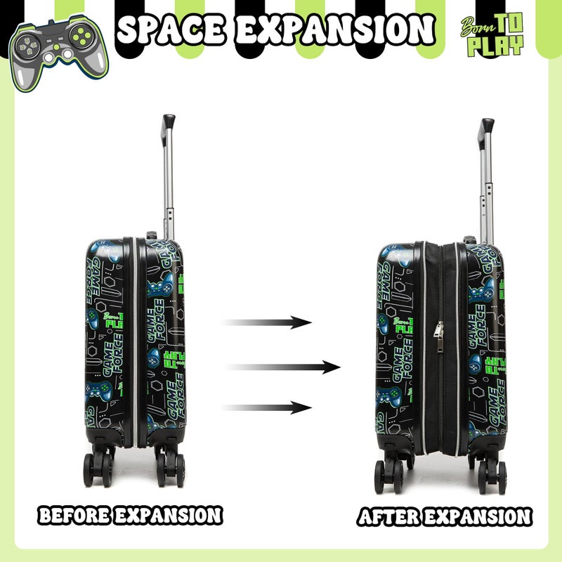 Inprof Kidâ€™s Luggage Set 5 Piece Suitcase Set 16â€™â€™ Hardside Luggage with Spinner Wheels Girls Boys Carry on Luggage Travel Rolling Luggage Airline Approved - Image 3