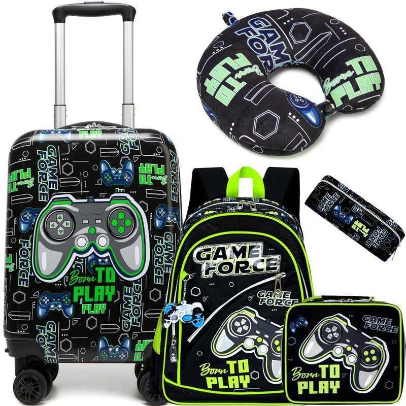 Inprof Kidâ€™s Luggage Set 5 Piece Suitcase Set 16â€™â€™ Hardside Luggage with Spinner Wheels Girls Boys Carry on Luggage Travel Rolling Luggage Airline Approved - Image 1