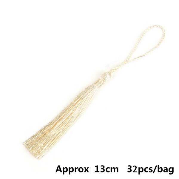 Polyester silk tassel hanging ring small tassel high-grade ice silk tassel pendant earrings accessories diy jewelry accessories Beige 32/bag