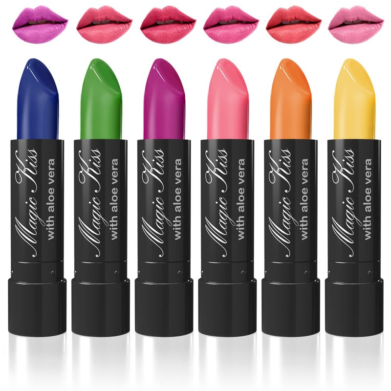 Magic Kiss Magic Kiss Color Changing Matte 6 Piece Lipstick Set infused with Aloe Vera Made in USA Colors of Aloha 1